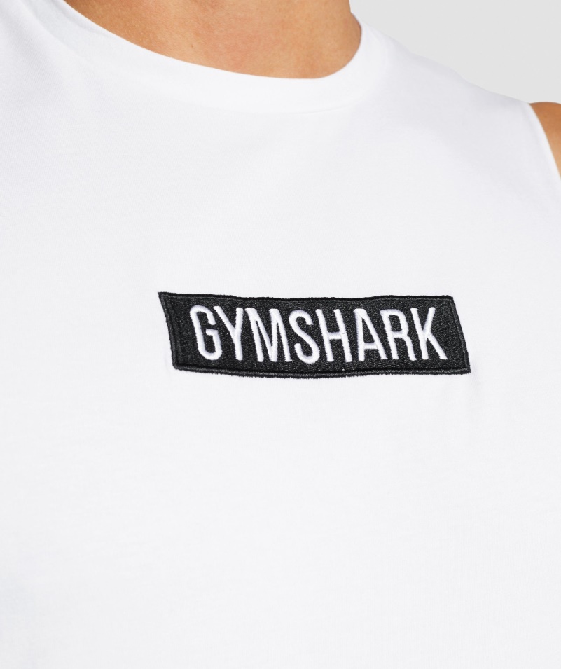 Gymshark Central Drop Arm Tank White