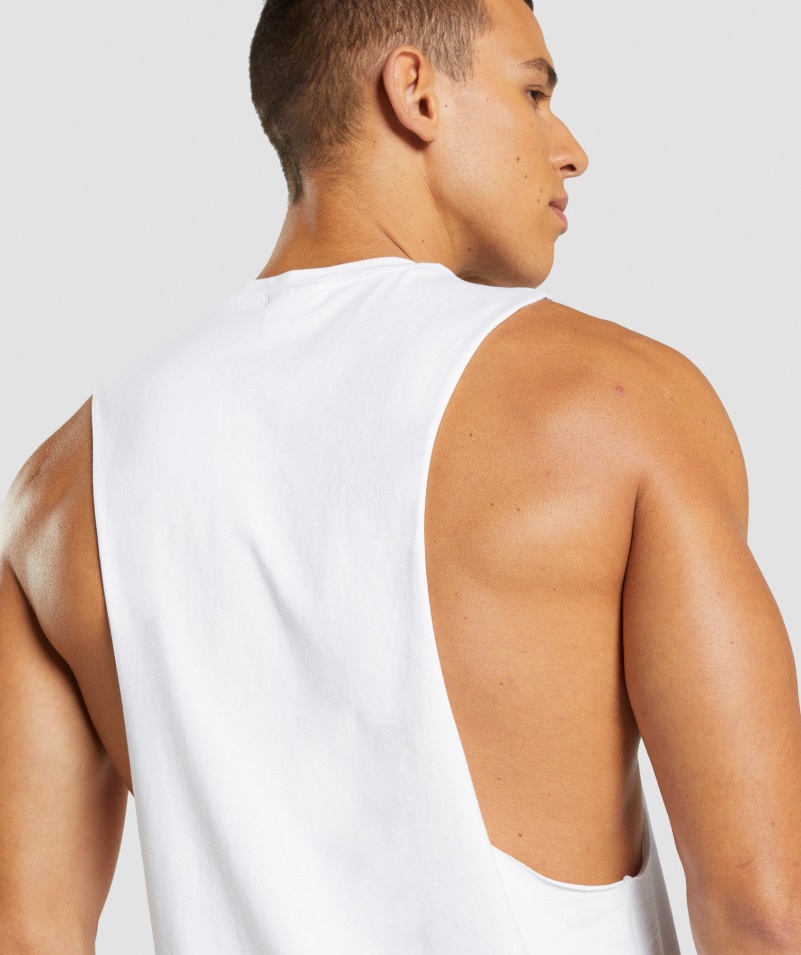 Gymshark Central Drop Arm Tank White