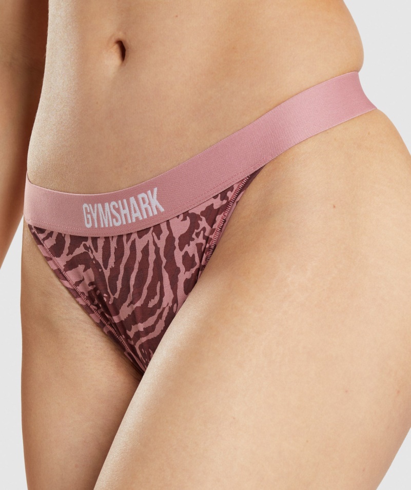 Gymshark Bavlnené Vysoké Tangá Alice Pink