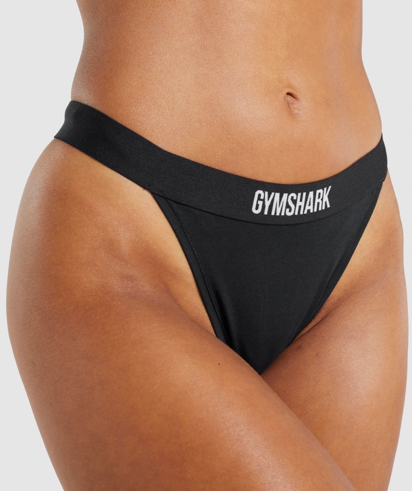 Gymshark Bavlnené Vysoké Tangá čierne