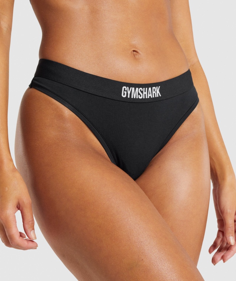 Bavlnené Tangá Gymshark čierne