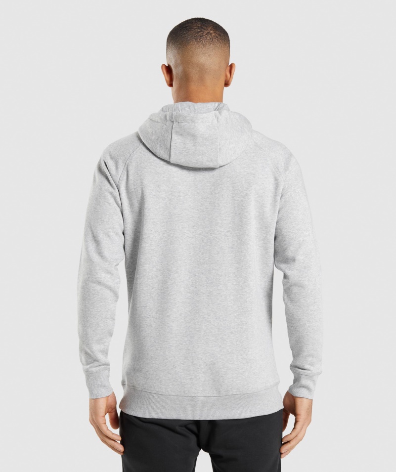 Mikina S Kapucňou Gymshark Crest Light Grey Core Marl