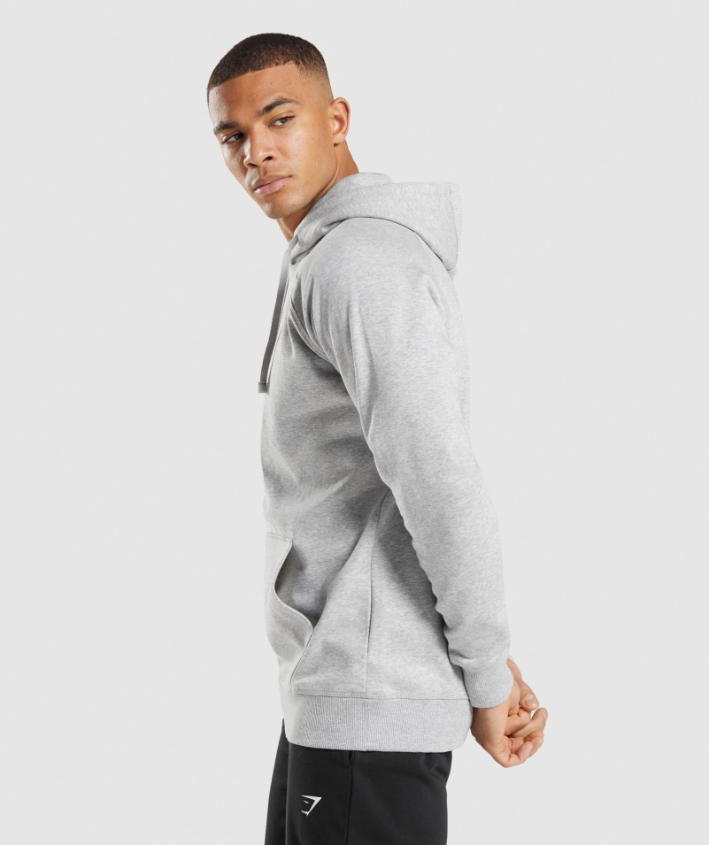 Mikina S Kapucňou Gymshark Crest Light Grey Core Marl