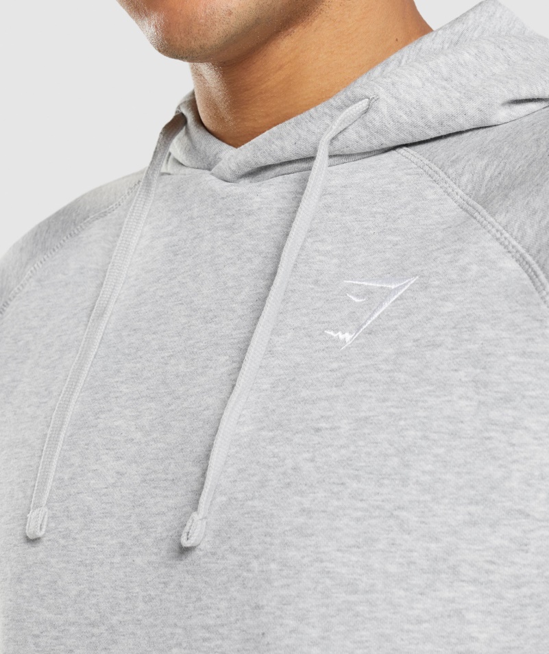 Mikina S Kapucňou Gymshark Crest Light Grey Core Marl