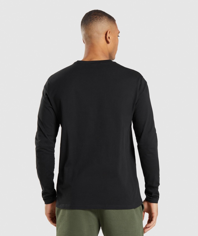 Gymshark Crest Tričko S Dlhým Rukávom čierne