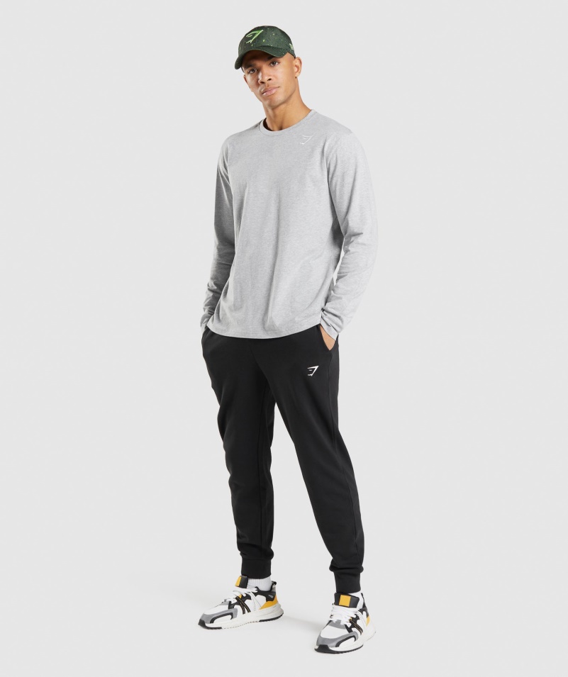 Gymshark Crest Tričko S Dlhým Rukávom Svetlosivé Jadro Marl