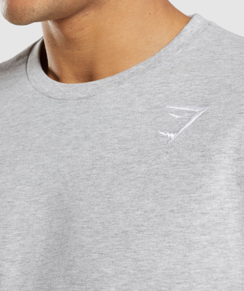 Gymshark Crest Tričko S Dlhým Rukávom Svetlosivé Jadro Marl