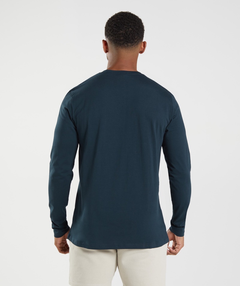Gymshark Crest Tričko S Dlhým Rukávom V Námorníckej Farbe