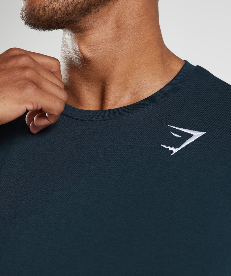 Gymshark Crest Tričko S Dlhým Rukávom V Námorníckej Farbe