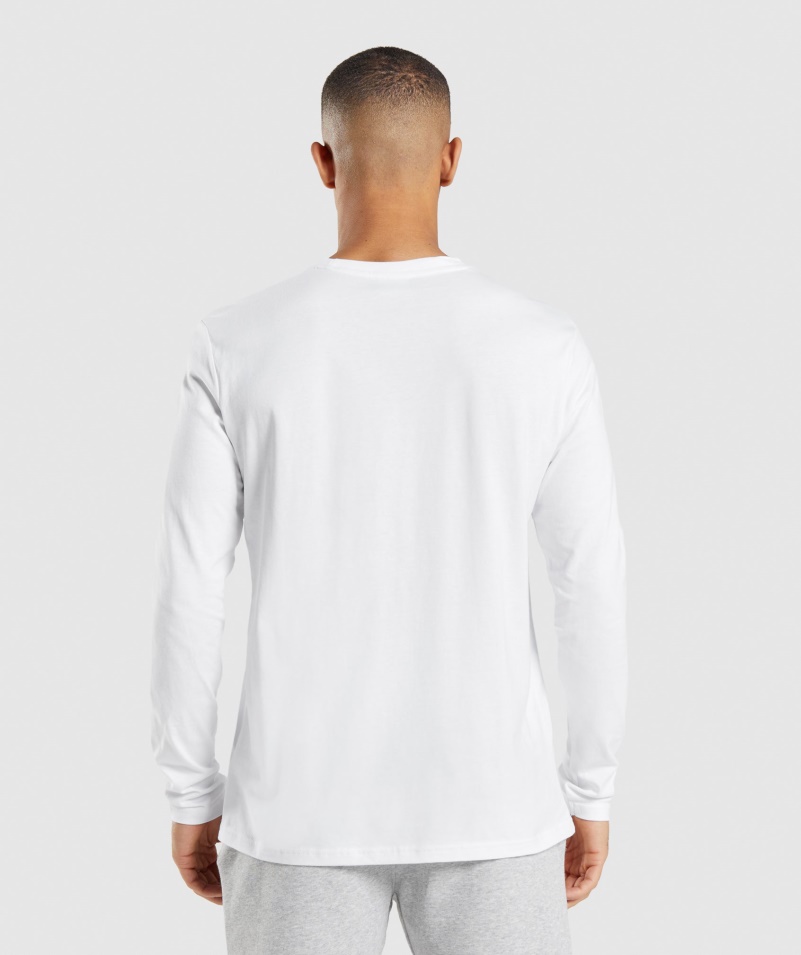 Gymshark Crest Tričko S Dlhým Rukávom Biele