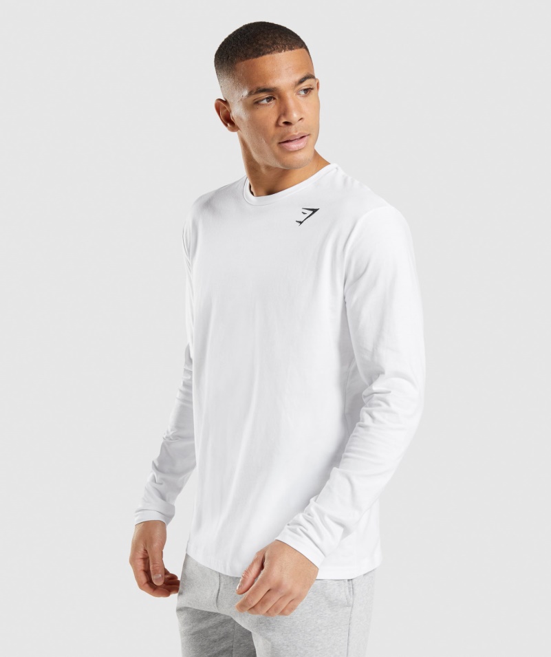 Gymshark Crest Tričko S Dlhým Rukávom Biele
