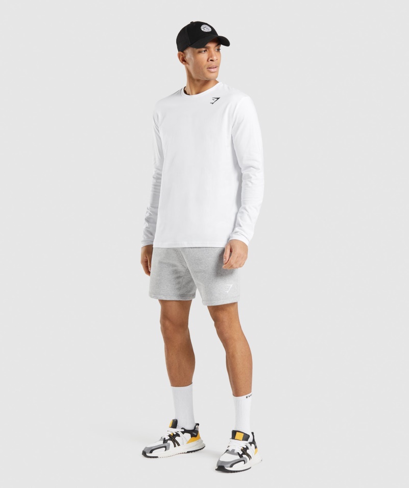 Gymshark Crest Tričko S Dlhým Rukávom Biele