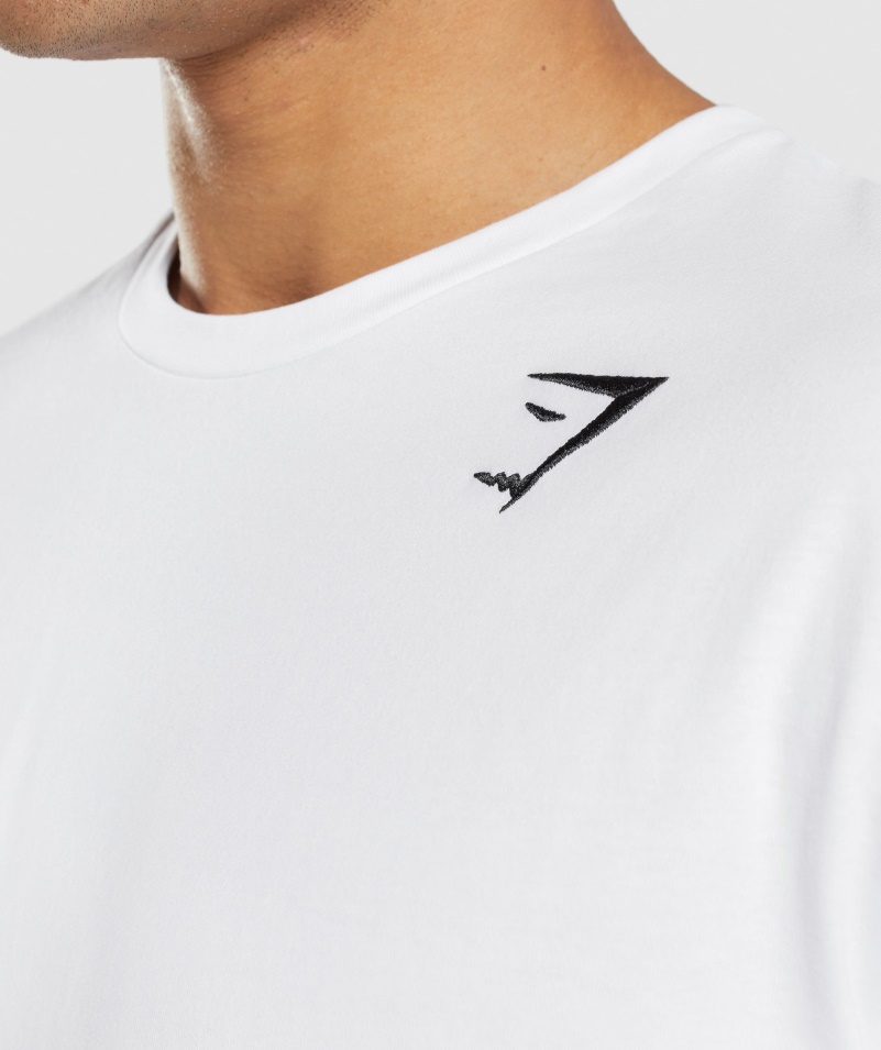 Gymshark Crest Tričko S Dlhým Rukávom Biele