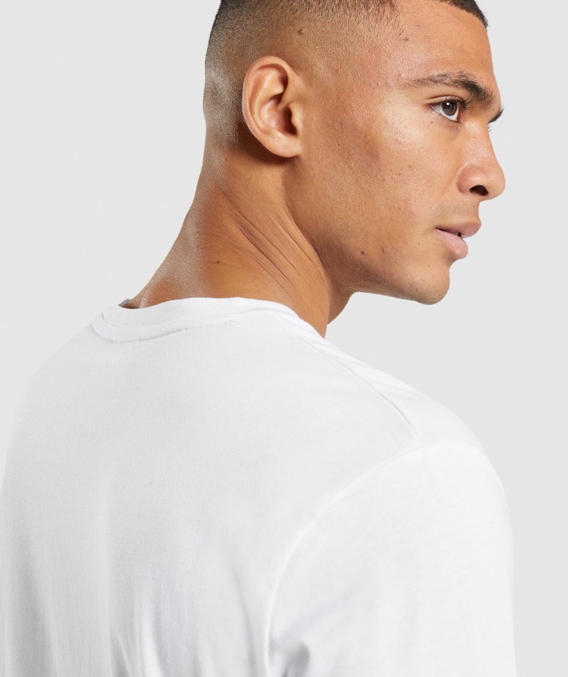 Gymshark Crest Tričko S Dlhým Rukávom Biele