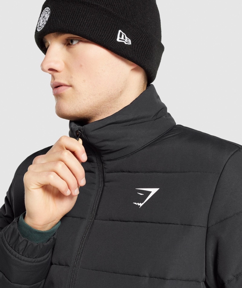 Gymshark Crest Vystužená Bunda čierna