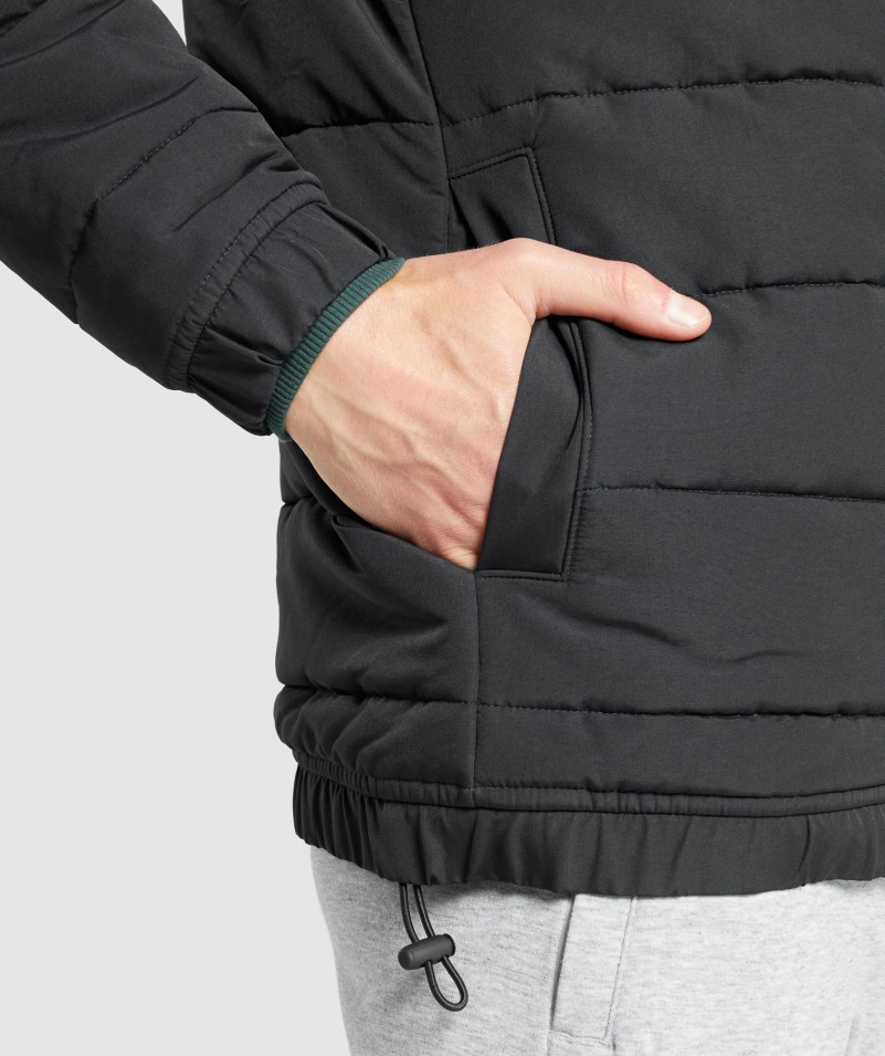 Gymshark Crest Vystužená Bunda čierna