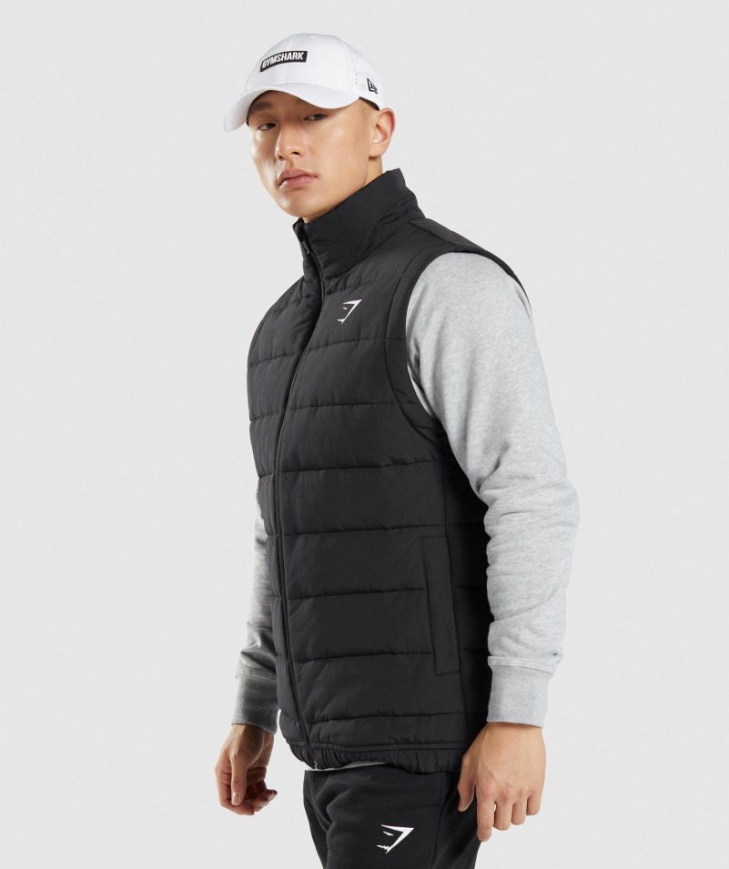 Gymshark Crest Polstrovaná Vesta čierna
