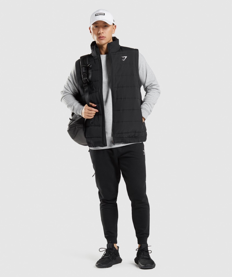 Gymshark Crest Polstrovaná Vesta čierna