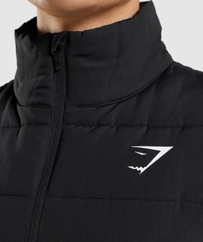 Gymshark Crest Polstrovaná Vesta čierna