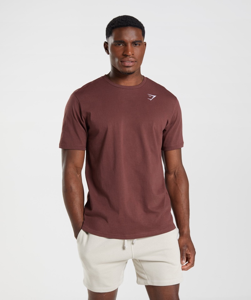 Tričko Gymshark Crest čerešňovo Hnedé