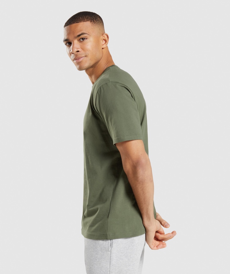 Gymshark Crest Tričko Jadro Olivové