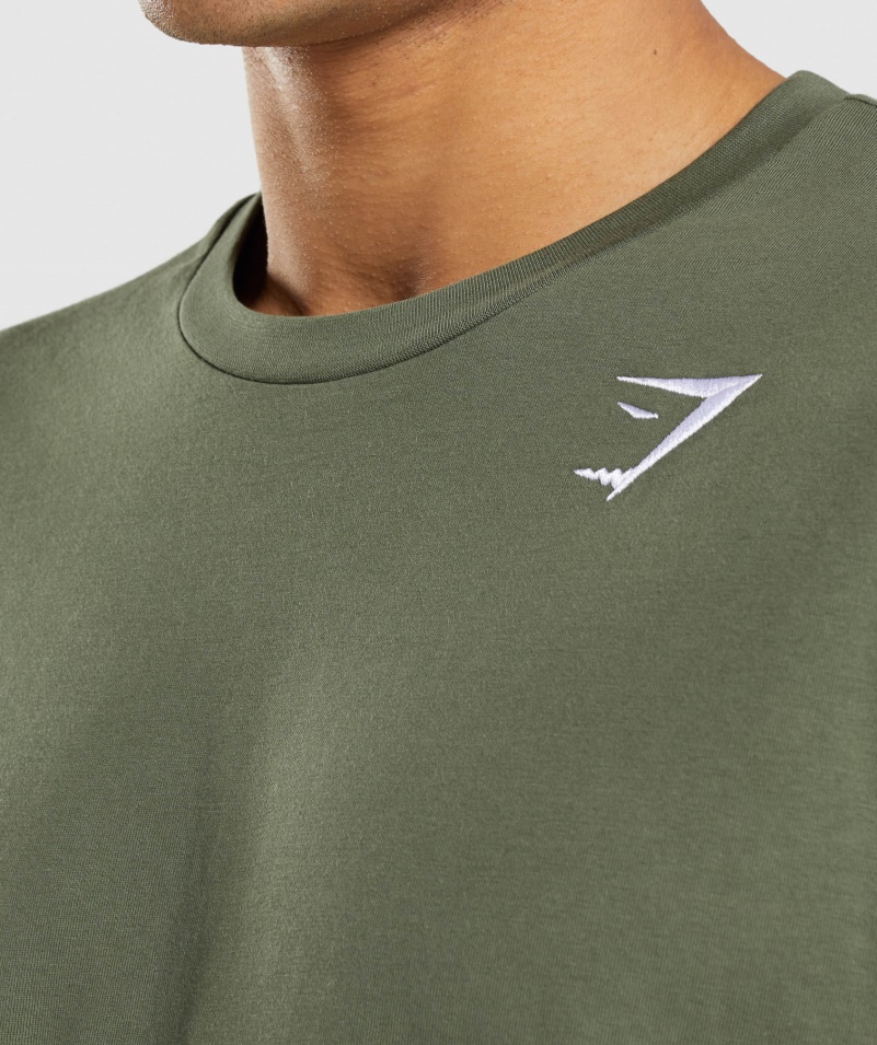 Gymshark Crest Tričko Jadro Olivové