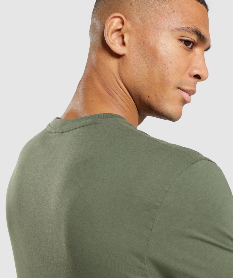 Gymshark Crest Tričko Jadro Olivové