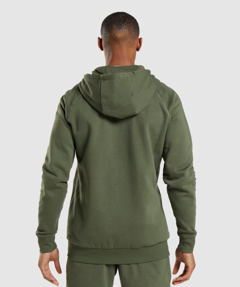 Gymshark Crest Mikina Na Zips S Kapucňou Core Olive