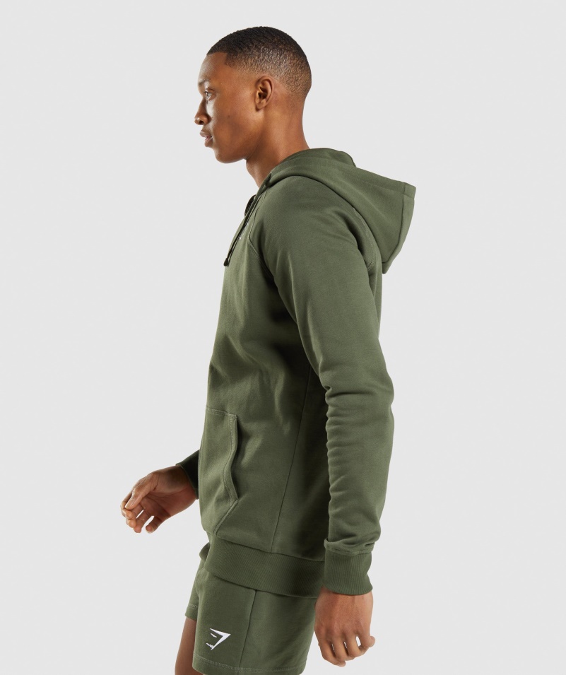 Gymshark Crest Mikina Na Zips S Kapucňou Core Olive