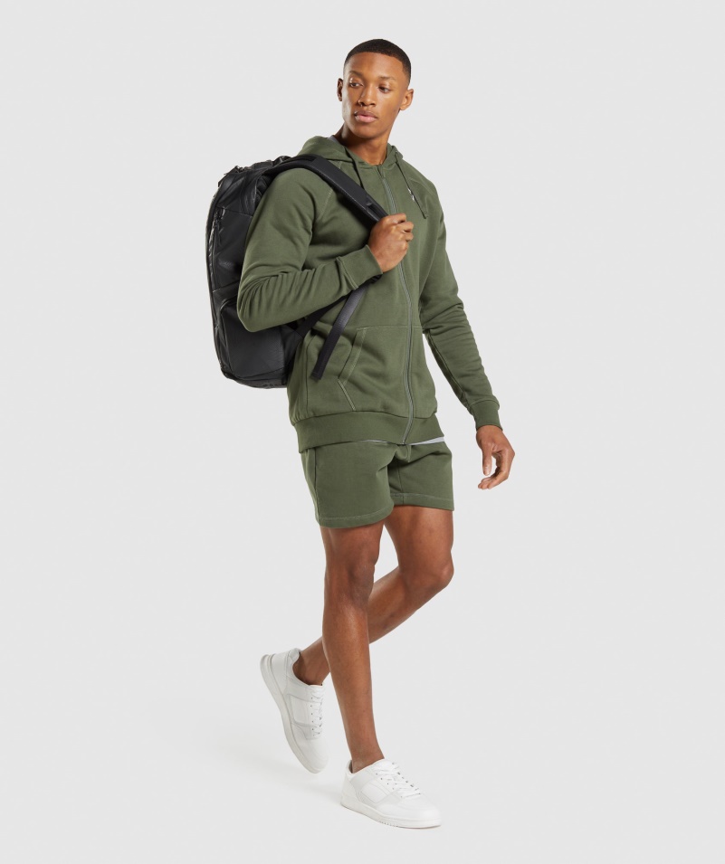 Gymshark Crest Mikina Na Zips S Kapucňou Core Olive