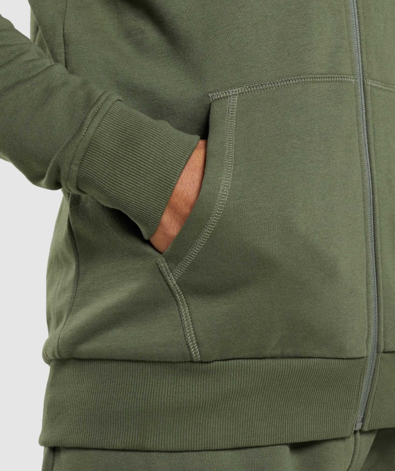 Gymshark Crest Mikina Na Zips S Kapucňou Core Olive