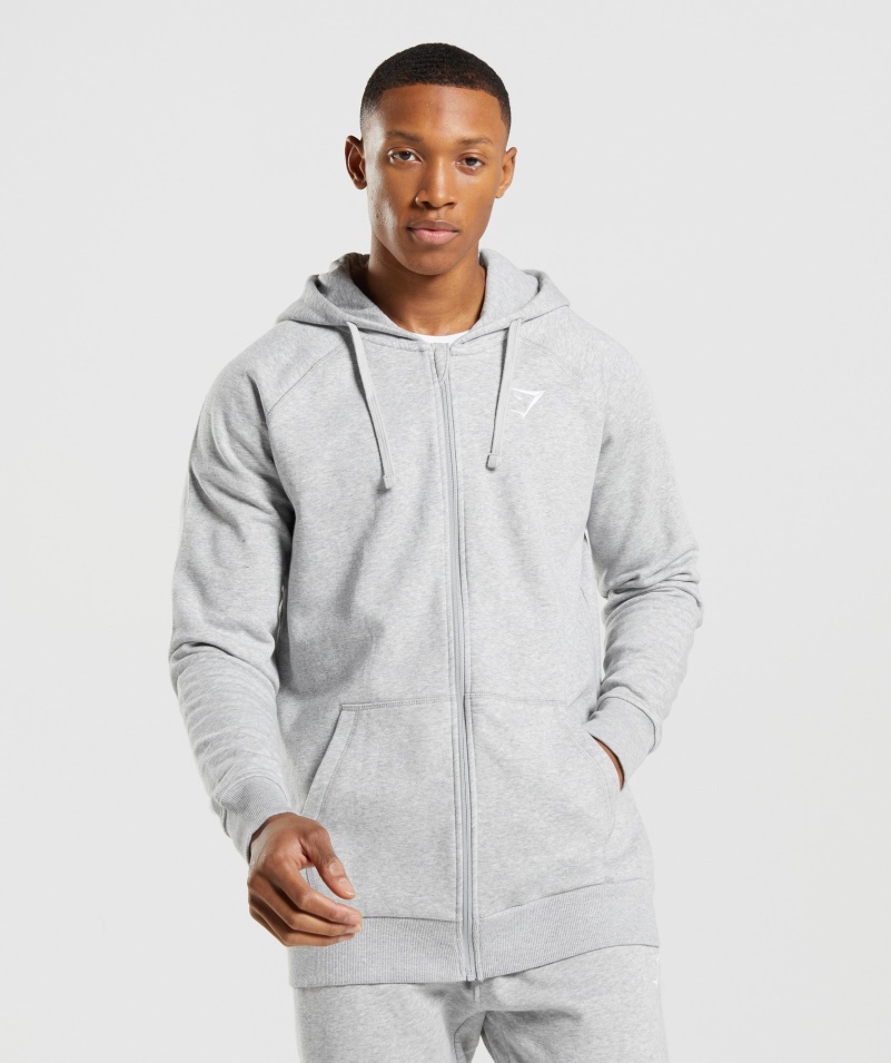 Gymshark Crest Mikina Na Zips S Kapucňou Svetlo Sivá Jadrová Marl