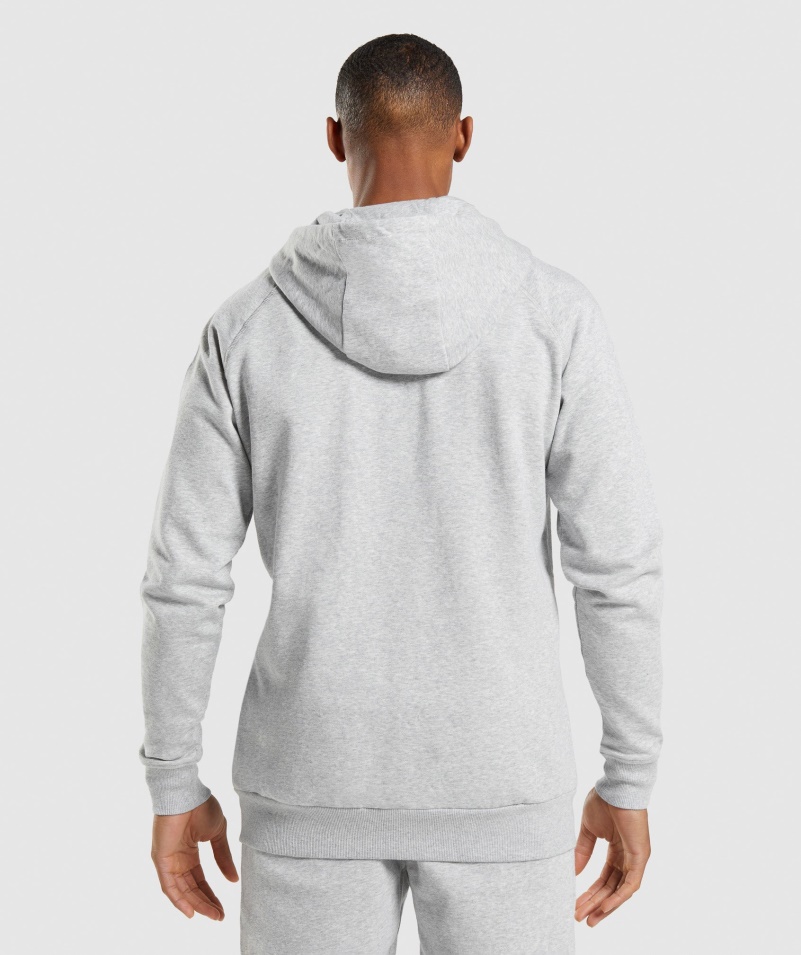 Gymshark Crest Mikina Na Zips S Kapucňou Svetlo Sivá Jadrová Marl