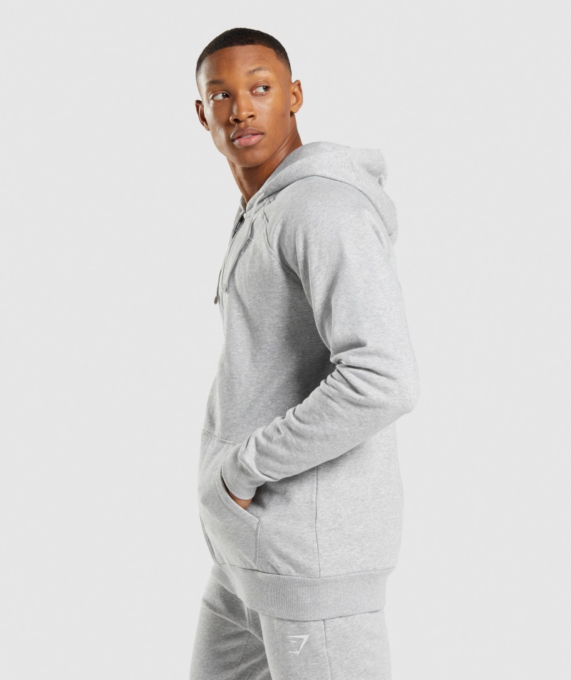Gymshark Crest Mikina Na Zips S Kapucňou Svetlo Sivá Jadrová Marl