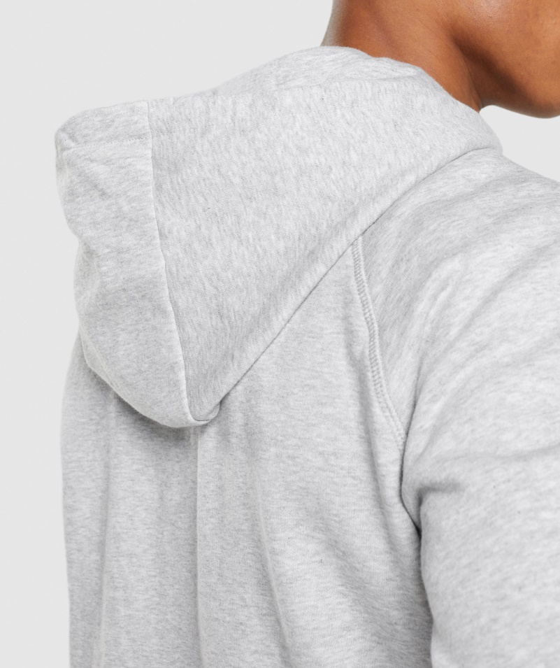 Gymshark Crest Mikina Na Zips S Kapucňou Svetlo Sivá Jadrová Marl