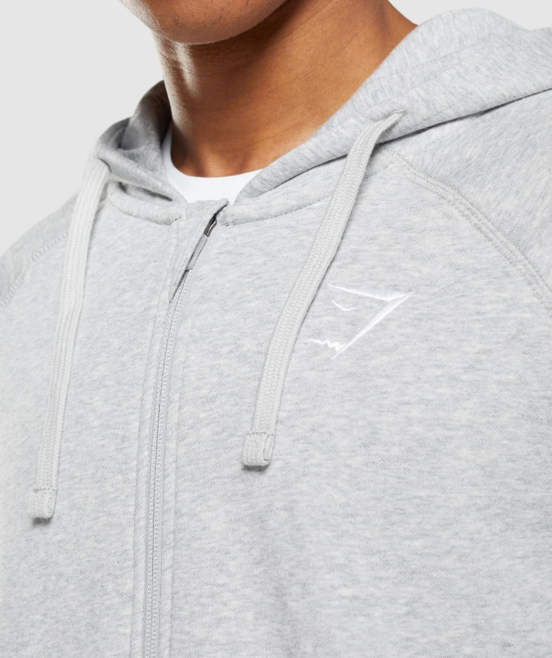 Gymshark Crest Mikina Na Zips S Kapucňou Svetlo Sivá Jadrová Marl