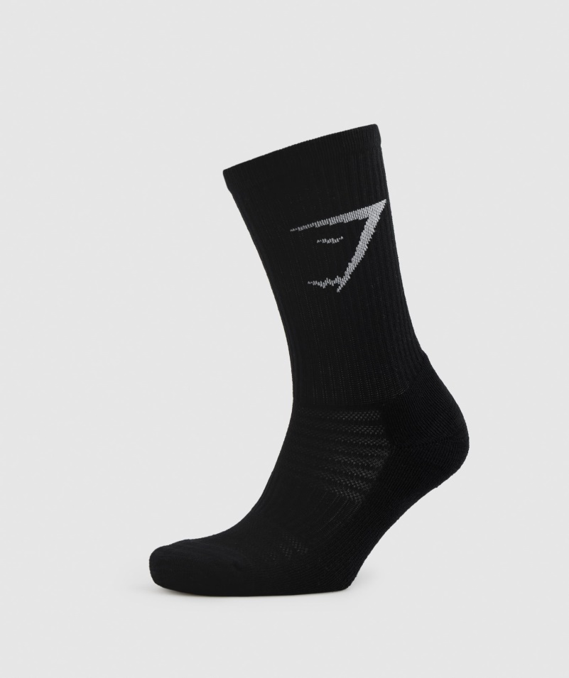 Gymshark Crew Ponožky 3ks Bielo-svetlosivá Marl-čierna