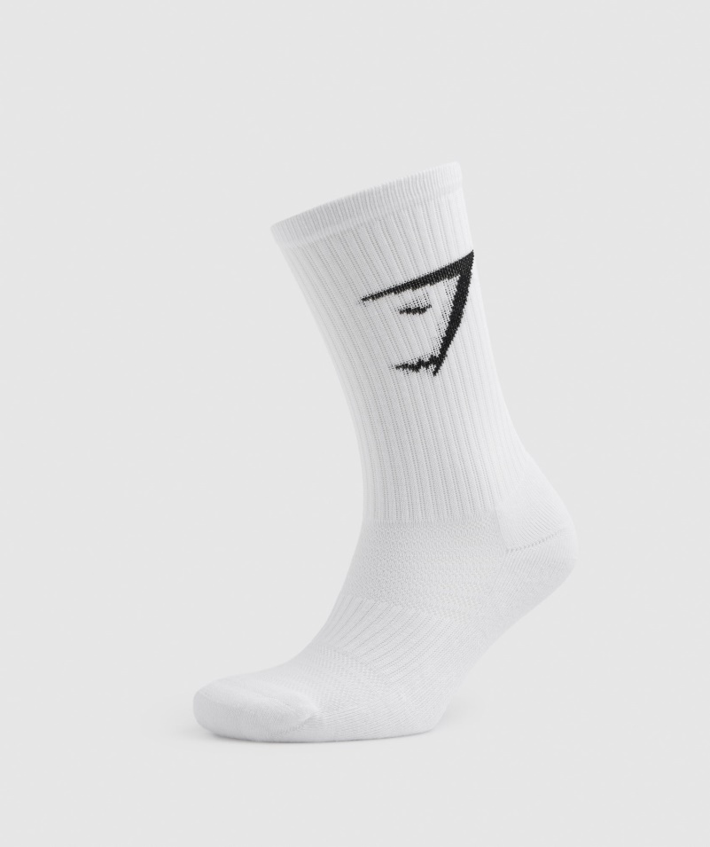 Gymshark Crew Ponožky 3ks Bielo-svetlosivá Marl-čierna