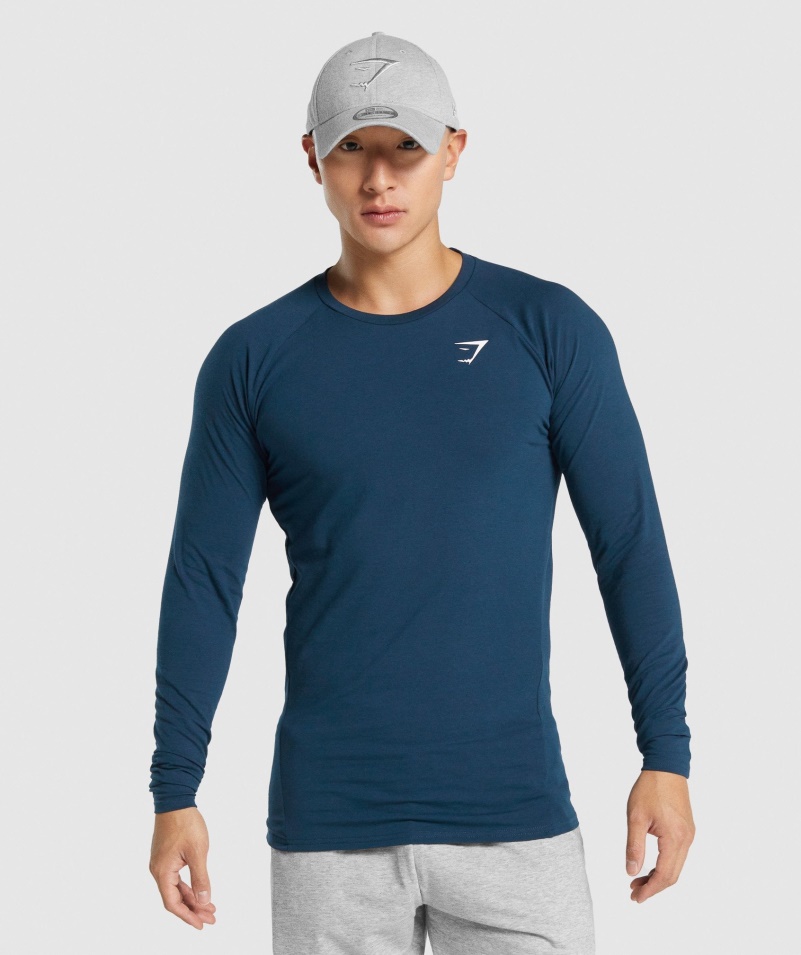 Gymshark Kritické 2.0 Tričko S Dlhým Rukávom Tmavomodré
