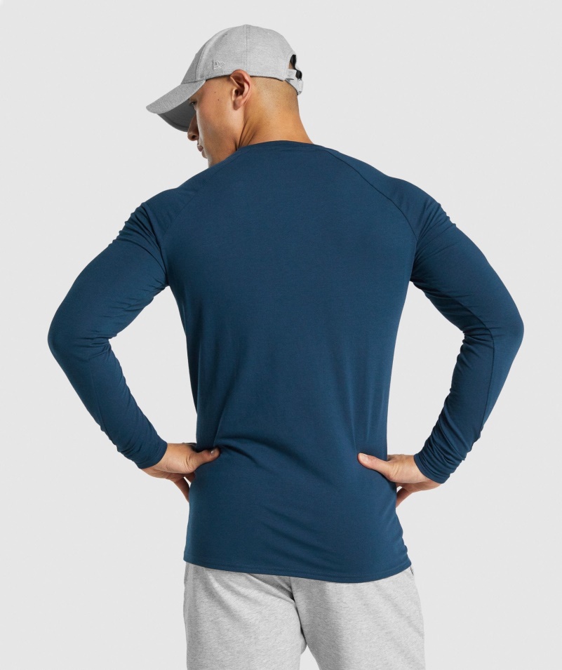 Gymshark Kritické 2.0 Tričko S Dlhým Rukávom Tmavomodré