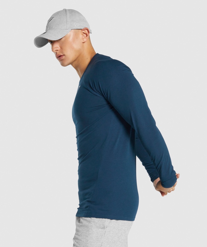 Gymshark Kritické 2.0 Tričko S Dlhým Rukávom Tmavomodré
