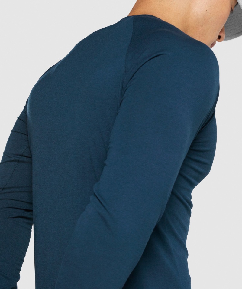 Gymshark Kritické 2.0 Tričko S Dlhým Rukávom Tmavomodré