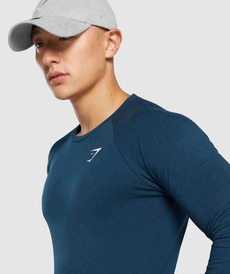 Gymshark Kritické 2.0 Tričko S Dlhým Rukávom Tmavomodré