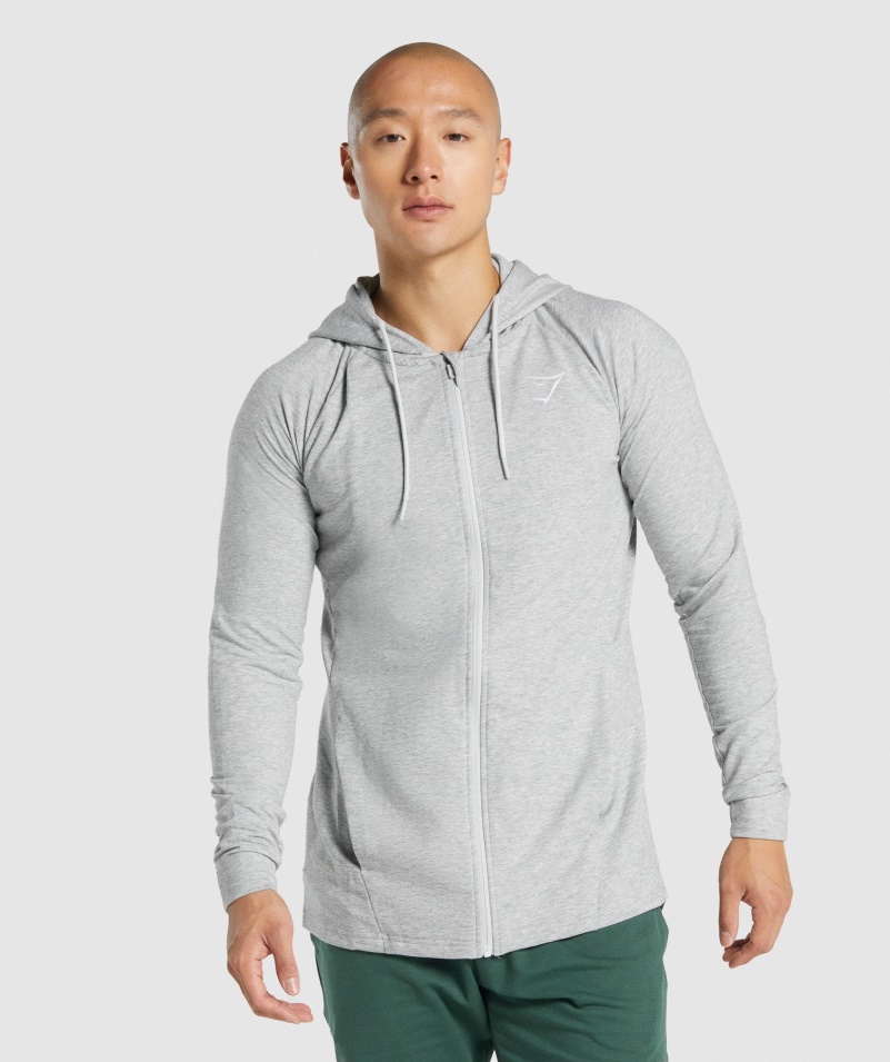 Mikina S Kapucňou Na Zips Gymshark Kritická 2.0 Svetlo šedá Marl