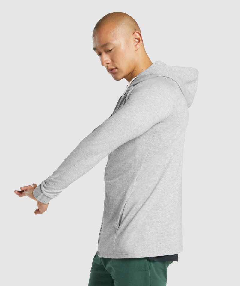 Mikina S Kapucňou Na Zips Gymshark Kritická 2.0 Svetlo šedá Marl