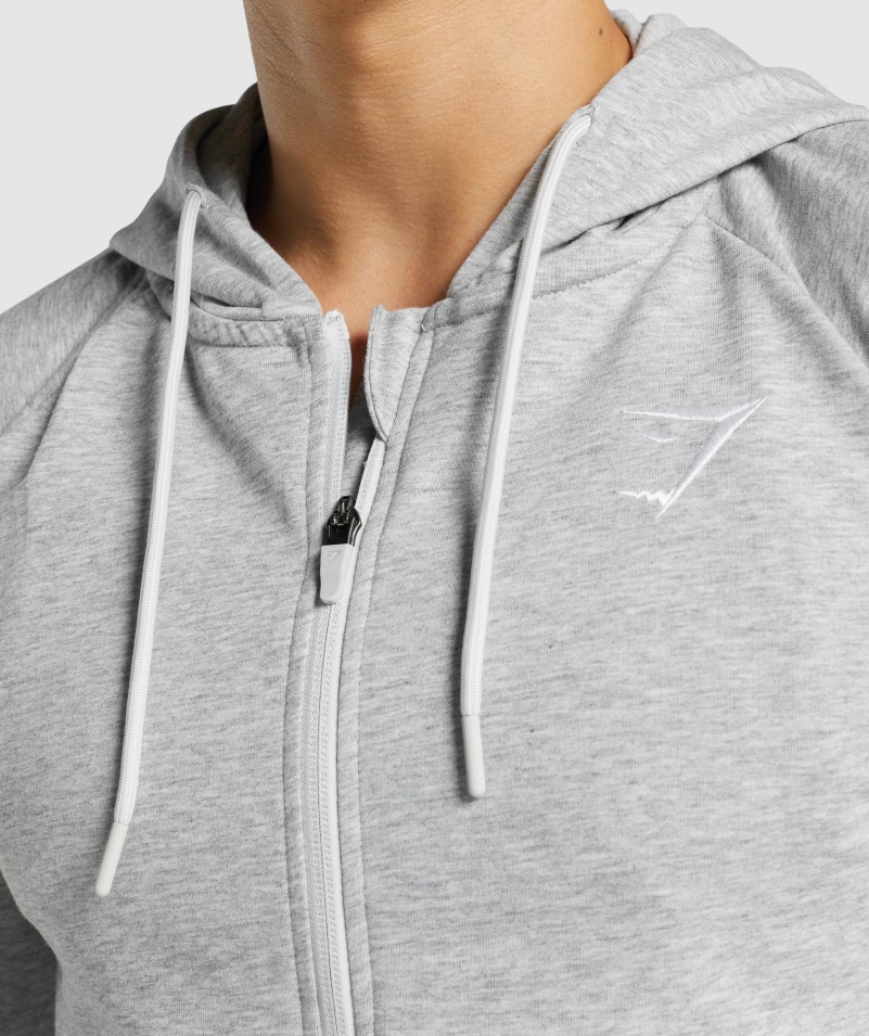 Mikina S Kapucňou Na Zips Gymshark Kritická 2.0 Svetlo šedá Marl