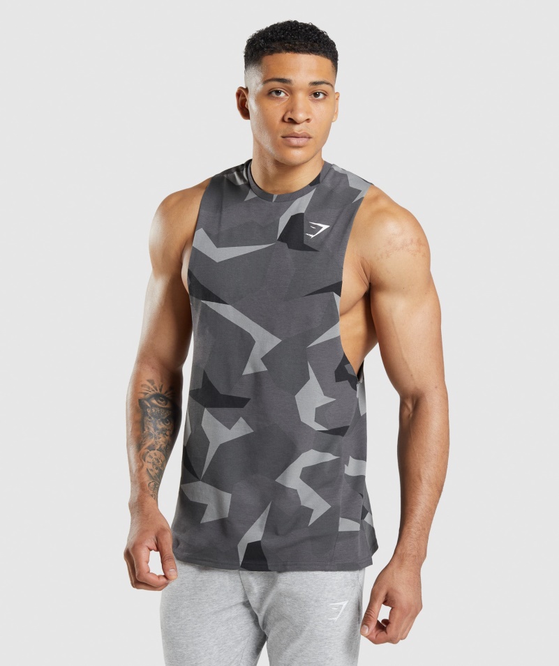 Gymshark Kritické Padacie Rameno Tank čierna Potlač