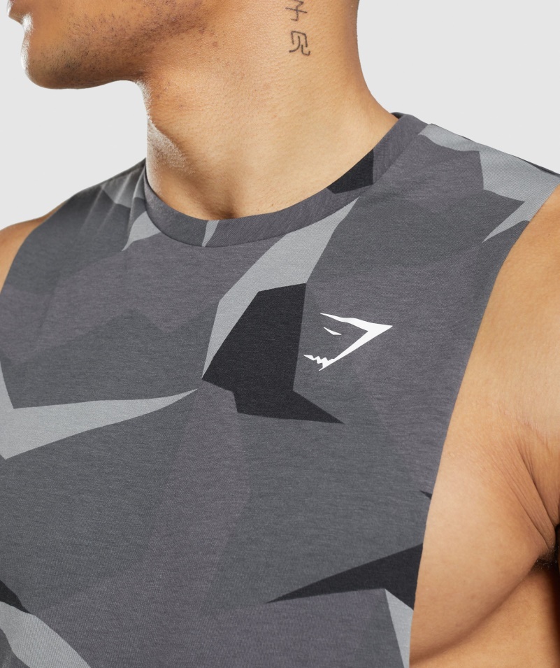Gymshark Kritické Padacie Rameno Tank čierna Potlač