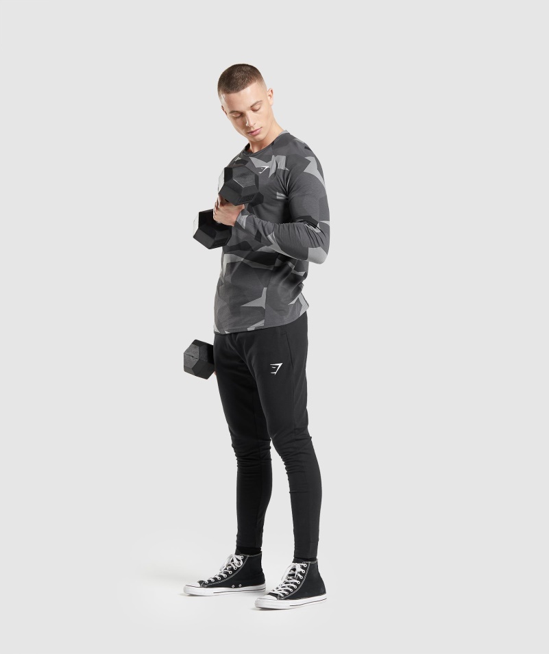 Gymshark Kritické Tričko S Dlhým Rukávom S čiernou Potlačou