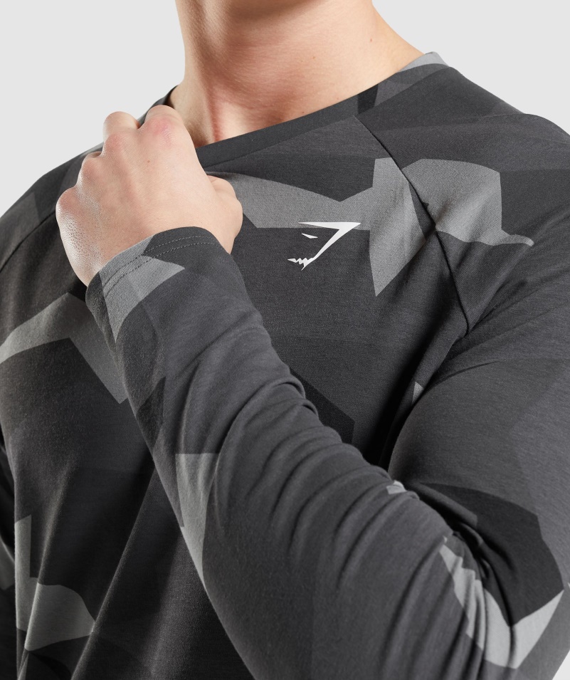 Gymshark Kritické Tričko S Dlhým Rukávom S čiernou Potlačou
